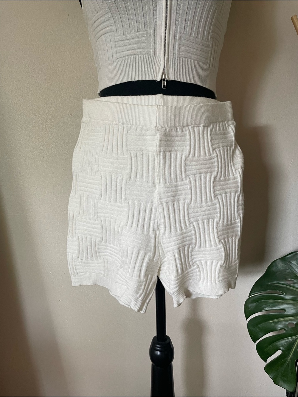 Daisy Ribbed Knit Zip Crop Top & Shorts Set - Picture 12 of 12